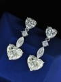 thumb 925 Sterling Silver High Carbon Diamond Heart Luxury Drop Earring 2