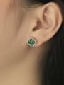 thumb 925 Sterling Silver Cubic Zirconia Clover Dainty Cluster Earring 1