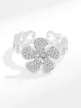 thumb 925 Sterling Silver Cubic Zirconia  Rotate Flower Cute Band Ring 2