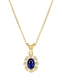 thumb 925 Sterling Silver Sapphire Blue Oval Dainty Necklace 0