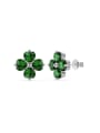 thumb 925 Sterling Silver Cubic Zirconia Clover Dainty Stud Earring 0