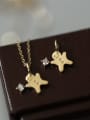 thumb 925 Sterling Silver Rhinestone gingerbread Man Gold Dainty Necklace 0