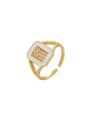 thumb Brass Rhinestone Geometric Trend Band Ring 0