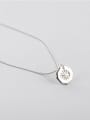thumb 925 Sterling Silver Minimalist  Sunflower Round Card Pendant Necklace 3