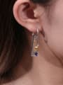 thumb 925 Sterling Silver Natural Stone Geometric Dainty Huggie Earring 2