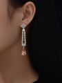 thumb 925 Sterling Silver High Carbon Diamond Pink Water Drop Dainty Drop Earring 1
