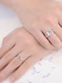 thumb 925 Sterling Silver Cubic Zirconia Geometric Dainty Couple Ring 1