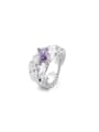 thumb 925 Sterling Silver Cubic Zirconia Purple Geometric Trend Band Ring 0