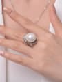 thumb 925 Sterling Silver Freshwater Pearl Geometric Dainty Ring 1