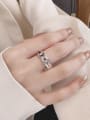 thumb 925 Sterling Silver Cubic Zirconia Geometric Trend Band Ring 1
