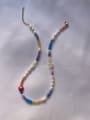 thumb Natural Stone Multi Color Minimalist Freshwater Pearls Hand Beaded Necklace 2