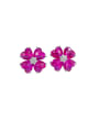 thumb 925 Sterling Silver Cubic Zirconia Clover Luxury Stud Earring 0