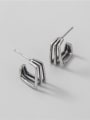 thumb 925 Sterling Silver Vintage  Three Layer Square  Stud Earring 2