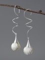 thumb 925 Sterling Silver Imitation Pearl Flower Artisan Hook Earring 1