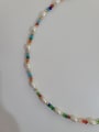 thumb Titanium Steel Freshwater Pearl Stained Glass Beads Bohemia Beaded Necklace 2