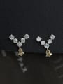 thumb 925 Sterling Silver Cubic Zirconia V Letter Dainty Stud Earring 0