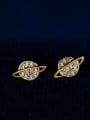 thumb 925 Sterling Silver Cubic Zirconia Planet Dainty Stud Earring 2