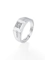 thumb 925 Sterling Silver Cubic Zirconia Geometric Minimalist Men Band Ring 0