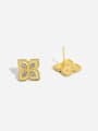 thumb 925 Sterling Silver Cubic Zirconia Clover Vintage Stud Earring 2