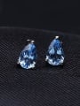 thumb 925 Sterling Silver Swiss Blue Topaz Water Drop Luxury Stud Earring 1