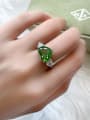 thumb 925 Sterling Silver High Carbon Diamond Green Heart Luxury Band Ring 1