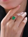 thumb 925 Sterling Silver High Carbon Diamond Green Geometric Vintage Band Ring 1