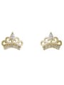 thumb 925 Sterling Silver Cubic Zirconia Crown Dainty Stud Earring 0