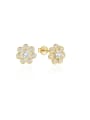 thumb 925 Sterling Silver Cubic Zirconia Flower Minimalist Stud Earring 0