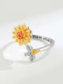 thumb 925 Sterling Silver Cubic Zirconia Sun Flower Minimalist Band Ring 2