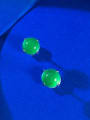 thumb 925 Sterling Silver Jade Round  Bead Vintage Stud Earring 1