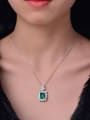 thumb 925 Sterling Silver High Carbon Diamond Green Geometric Luxury Necklace 1