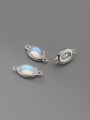 thumb S925 Silver Inlaid Synthetic Moonstone Oval Crystal Double Hole Pendant 0