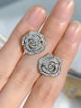 thumb 925 Sterling Silver Cubic Zirconia Flower Luxury Cluster Earring 1