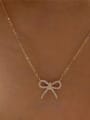 thumb 925 Sterling Silver Cubic Zirconia Bowknot Dainty Necklace 1