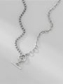 thumb 925 Sterling Silver Geometric Vintage  Asymmetric beads geometric chain Necklace 2