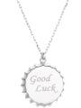 thumb 925 Sterling Silver Round Letter" GOOD LUCK" Minimalist Necklace 3