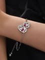 thumb 925 Sterling Silver High Carbon Diamond Red Flower Dainty Link Bracelet 1
