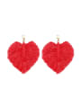 thumb Alloy Cotton Heart Artisan Hand-Woven Drop Earring 0