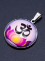 thumb Stainless steel Multicolor Millefiori Glass Round Charm Height :38 mm , Width:26.5 mm 1