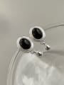 thumb 925 Sterling Silver Obsidian Geometric Vintage Drop Earring 0