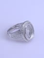 thumb 925 Sterling Silver 18K White Gold Plated Geometric Ring Setting Stone size: 11*15mm 2