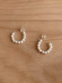 thumb 925 Sterling Silver Imitation Pearl Geometric Minimalist Stud Earring 2