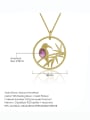 thumb 925 Sterling Silver Amethyst Bird Artisan Round Pendant Necklace 2