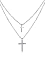 thumb 925 Sterling Silver Cubic Zirconia Cross Minimalist Necklace 0