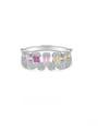 thumb 925 Sterling Silver Cubic Zirconia Geometric Dainty Band Ring 0