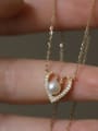 thumb 925 Sterling Silver Imitation Pearl Heart Dainty Necklace 1