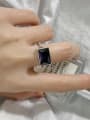 thumb 925 Sterling Silver Glass Stone Geometric Vintage Band Ring 1