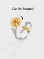 thumb 925 Sterling Silver Cubic Zirconia Flower Minimalist  Can Be Rotated  Band Ring 2