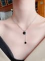 thumb 925 Sterling Silver Enamel Round Vintage Lariat Necklace 1