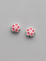 thumb S925 silver electroplating drop glue color five-petal flower 6mm through-hole spacer beads 1